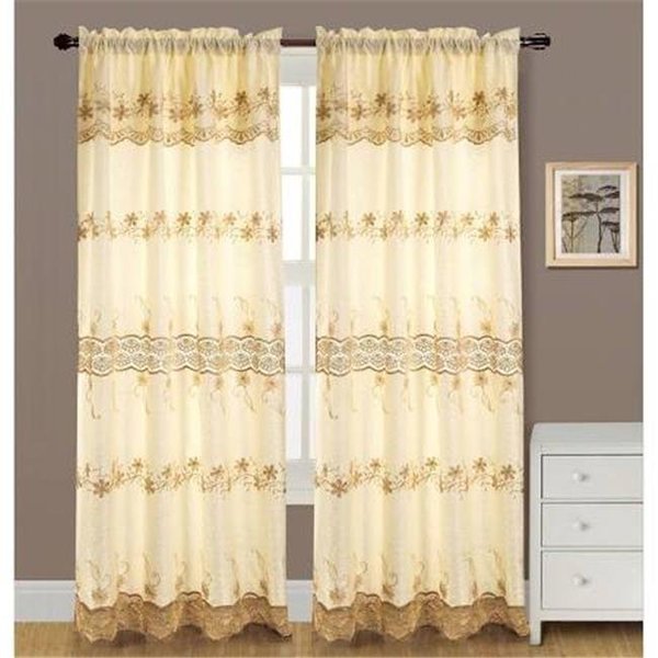 Rt Designers Collection RT Designers Collection PNA09805 Alisa Macrame 54 x 84 in. Rod Pocket Curtain Panel with Attached 18 in. Valance; Beige PNA09805